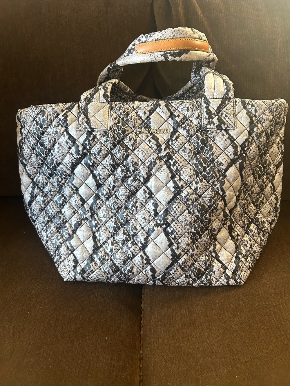 MZ Wallace Quilted Snake-Print Metro Tote